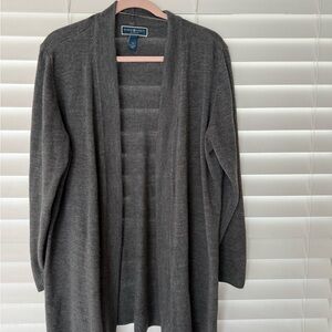 Karen Scott Dark Gray Open Front Cardigan